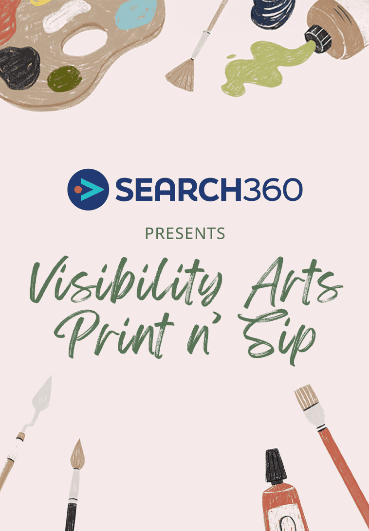 Print n Sip flyer with art supplies all around