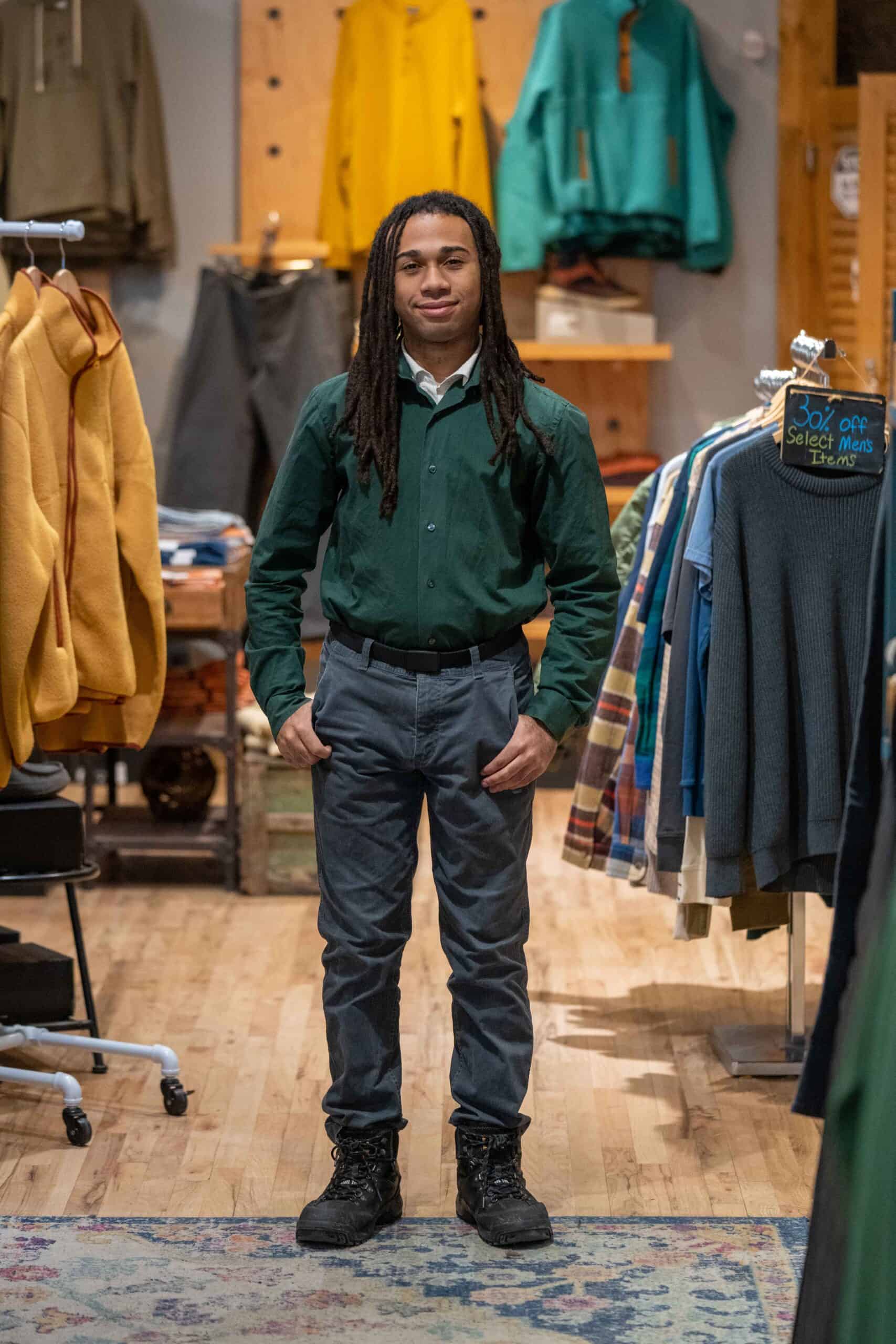 Young man in a clothing store